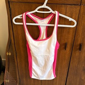 Old Navy White and y2k athletic Pink Racerback Tank Top